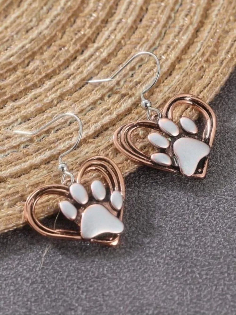 Heart Paw Drop Earrings #2417